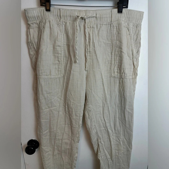 Old Navy High Waisted striped drawstring cropped pants size XL #1411 - Picture 2 of 6
